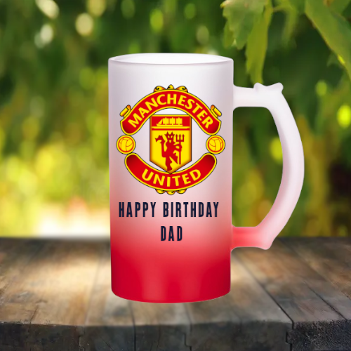(image for) Personalised Football Team 16oz Frosted Glass Beer Stein Trigger Tankard